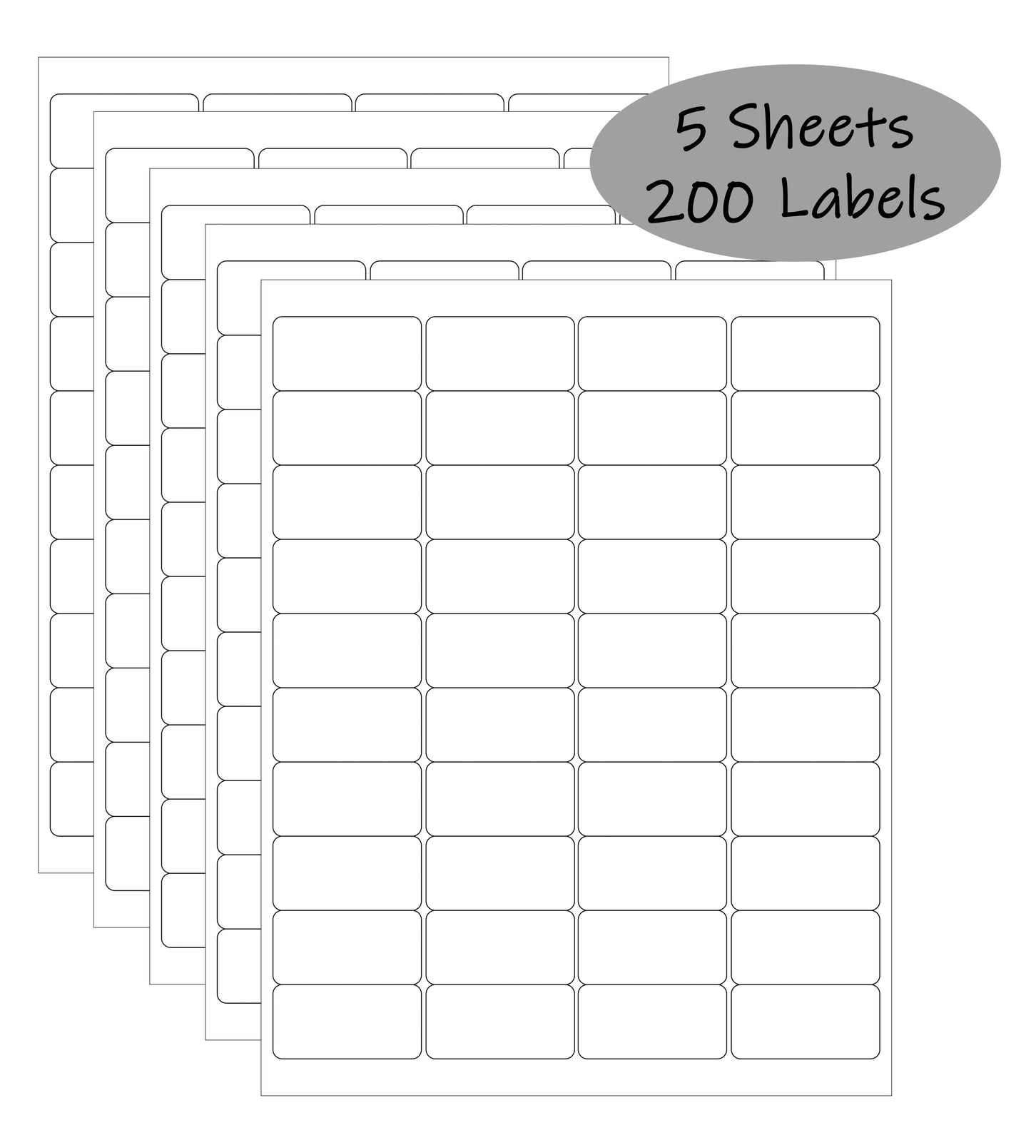 2×1 inch White Waterproof and Oil-Proof Labels - 200 Labels (5 Sheets x 40 Labels)